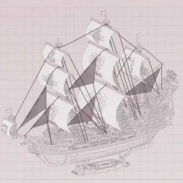 Samlingsmodel, Klassisk Tre-mast Design, Engagerende Kreativ Udfordring,Sort