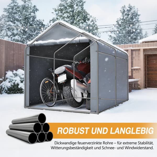 Utomhusförråd, Pulverlackerad Stålram, Väderbeständig Design,GRÅ