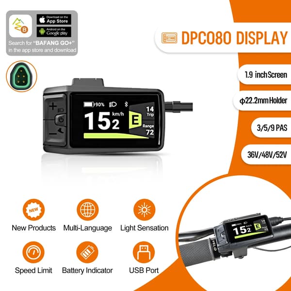 Skärm, HD-skärm, OTA-programuppdatering,BAFANG DPC080 (0-5 PAS )
