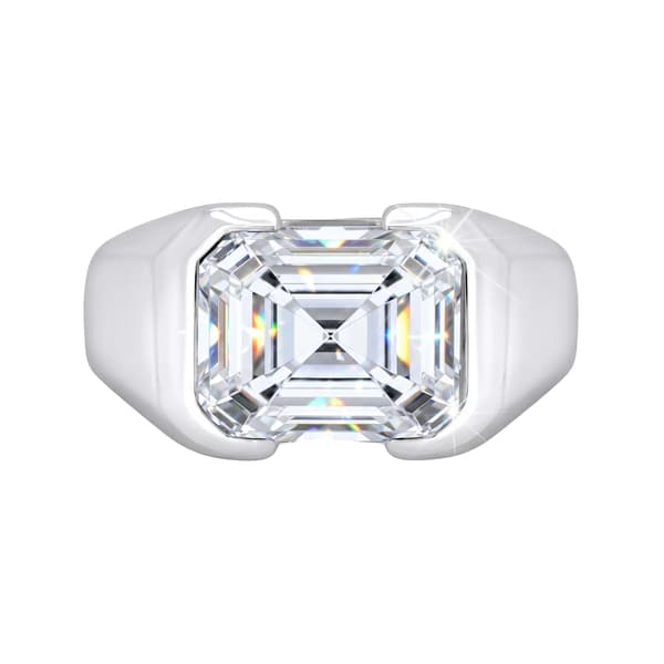 Cocktailring, Moissanit, Bezelinställning,7, VIT, S925 Sterling Silver