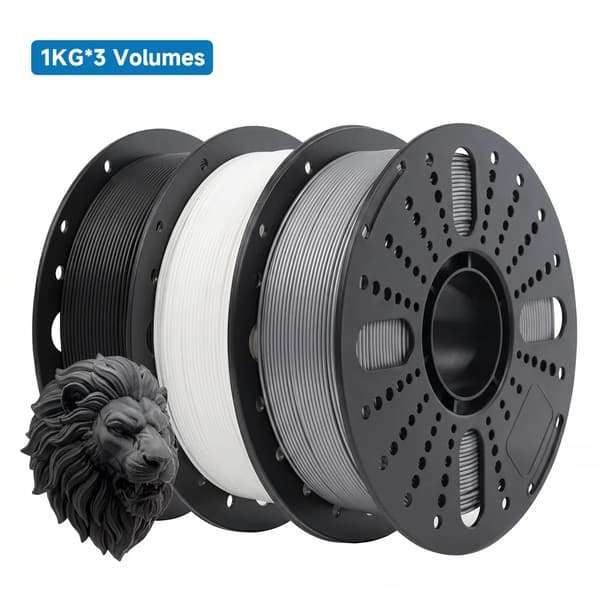 3D-printer filament, 1,75 mm diameter, miljøvenligt materiale,PETG-1BK-1WT-1RD
