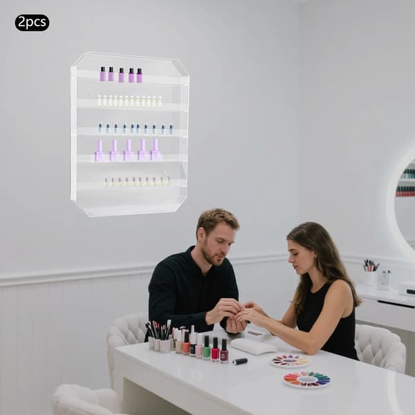 Nagellackorganisatör, Väggmonterad Utställningsställning, Rymmer 96 Flaskor,Klar