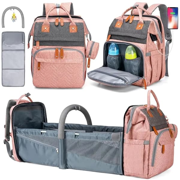 Blegetaske Rygsæk, Stor Kapacitet, Multifunktionelt Design,Pink