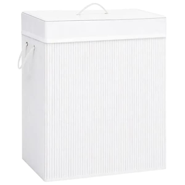 Bambu Tvättkorg, Minimalistisk Design, 83 L Kapacitet,VIT