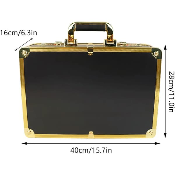 Barber Case, Bærbar Organizer, Holdbart Metal Design,M, Guld