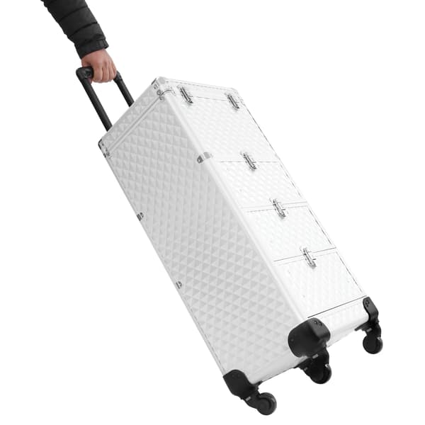Makeup Case, Rullende Design, Rummelig Organizer,HVID