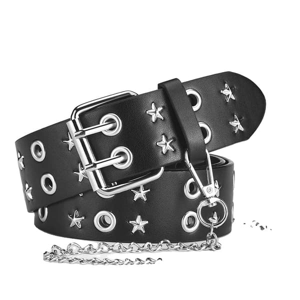 Bælte, Punk Stil, Unisex Design,sort, 110cm-a
