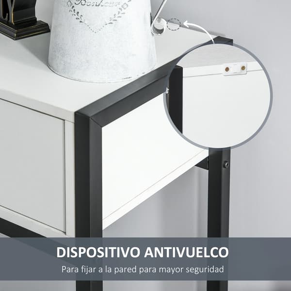 Konsolbord, Metalramme, Pladsbesparende Design,Sort og Hvid