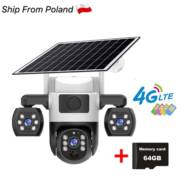 IP Kamera, 12MP Opløsning, 4G Forbindelse,4G kamera+64GB