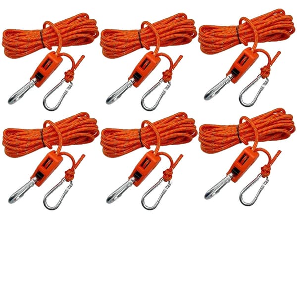 Campingtält Rep, 6st Reflekterande Spännare Set, Hållbart Blocksystem,Apelsin