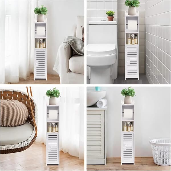 Badrumsskåp, Platsbesparande Design, Lätt Montering,VIT