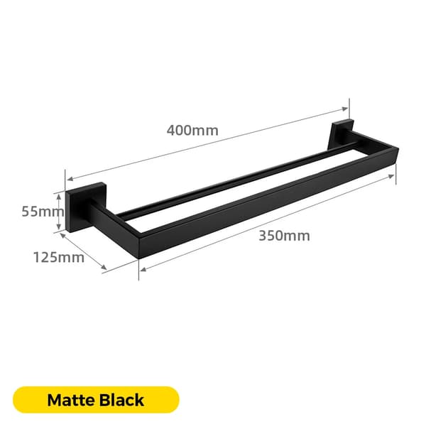 Håndklædestænger, Holdbart Rustfrit Stål, Nem Installation,Matte Black-40cm