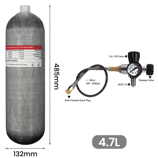 Högtryckstank, Kolfiber, Pålitlig Prestanda,4.7L med ventil C