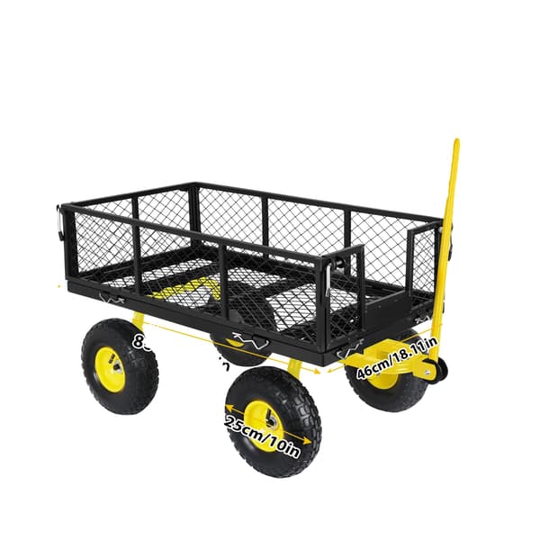 Havevogn, 400 kg kapacitet, 2-i-1 konvertibel design,sort gul
