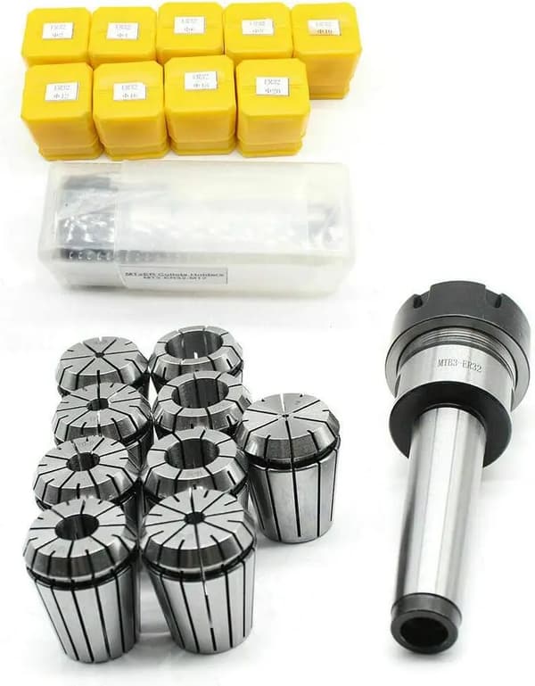 Collet-set, ER32-typ, MT3-axelkompatibilitet,Silver