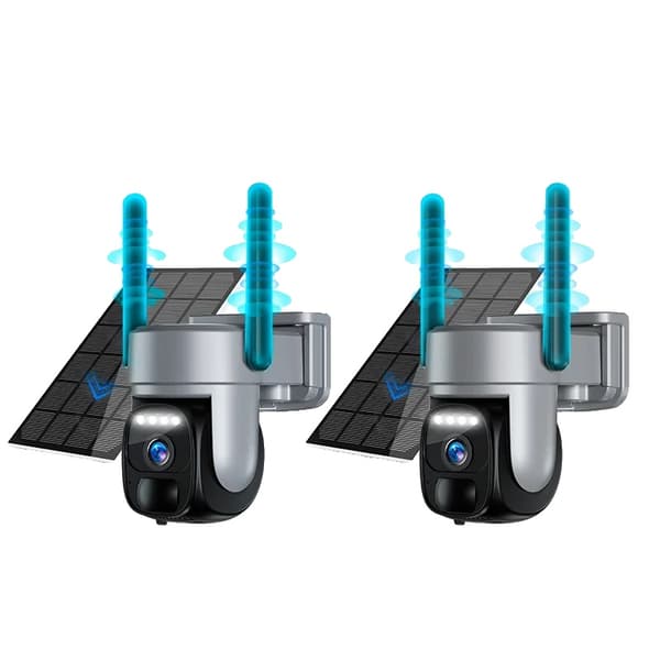 Solarkamera, 3MP Menneskegenkendelse, Vandtæt Design,EU4G 2PCS