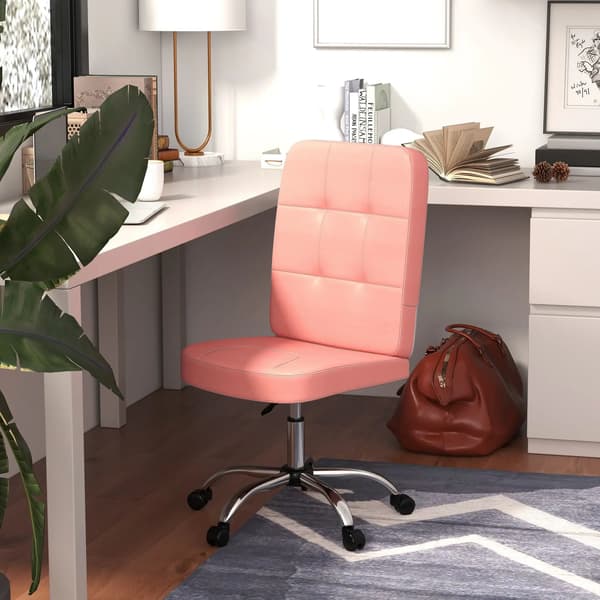 Kontorstol, Justerbar Højde, Kunstlæder Materiale,Pink