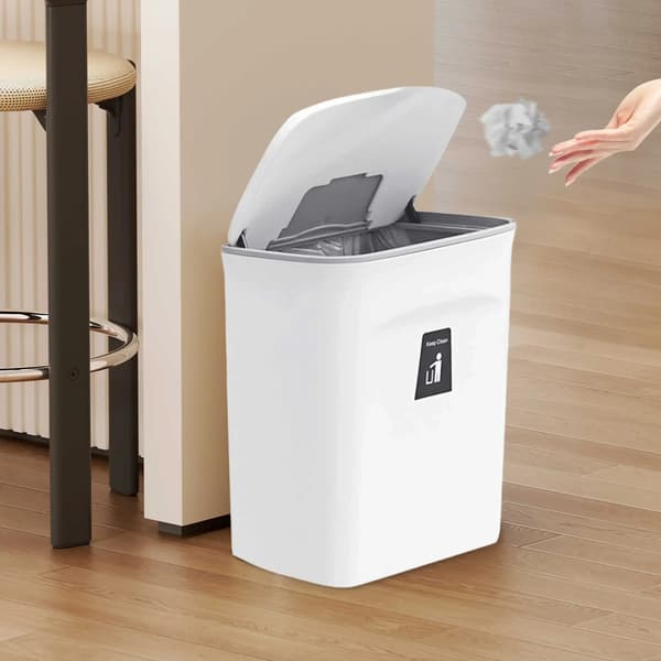 Väggmonterad Soptunna, Glidande Lock, Platsbesparande Design,VIT, 9L