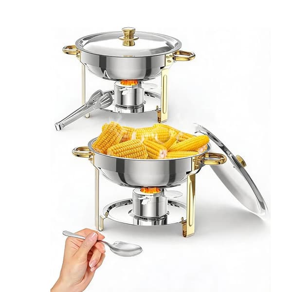 Chafing Dish, 5 Quart Kapacitet, Rustfrit Stål Konstruktion,2pcs