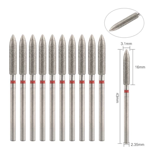 Fræser, 10 Stykker, Diamant og Rustfrit Stål,A043