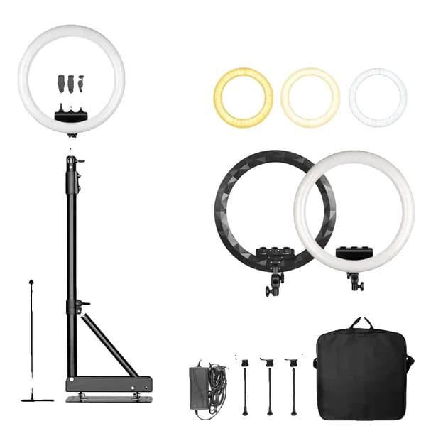 Ring Light, Dæmpbar Lysstyrke, 360° Rotation,135cm Sort