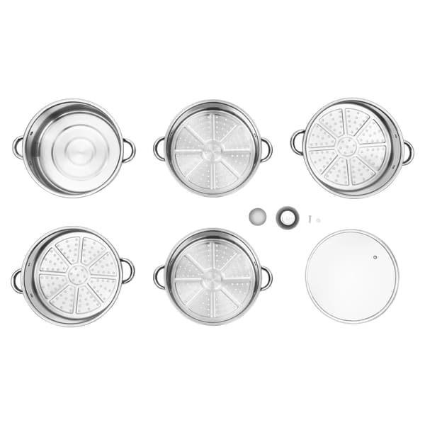Multifunktionell ångkokare, 5-lagersdesign, stor kapacitet,Silver