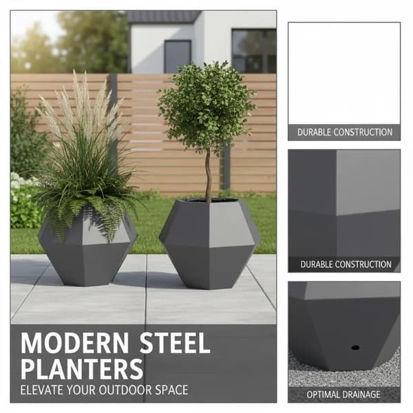Planterare, Metallkonstruktion, Modern Design,Ljusgrå