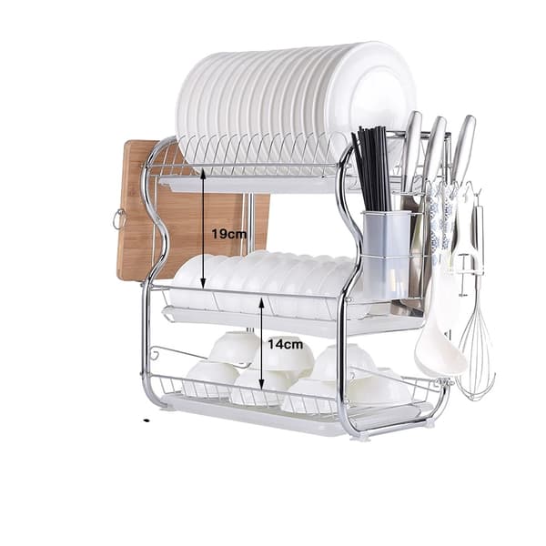 Opvaskestativ, 3-lags design, pladsbesparende,Bagning bræt