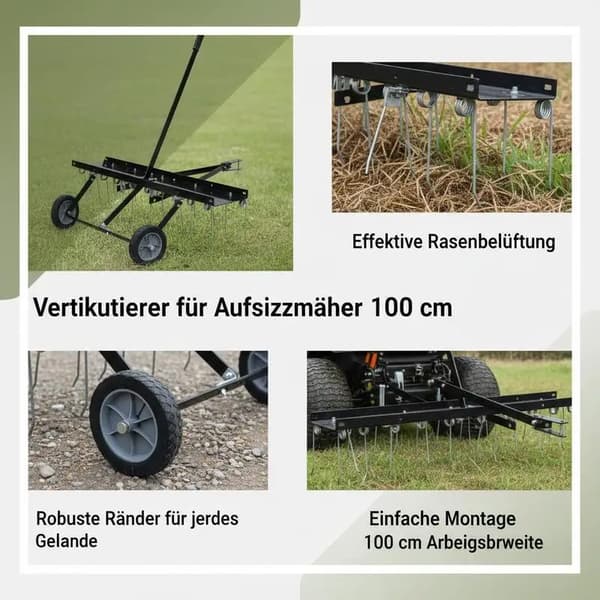 Scarifier, Effektiv Beluftning, Holdbar Stål Konstruktion,sort