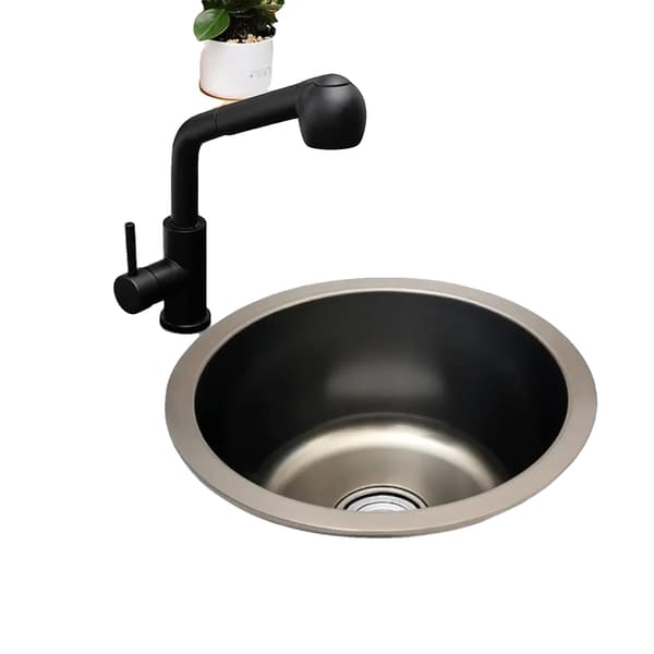 Rund Køkkenvask, Rustfrit Stål, Nano Belægning, Moderne Design,Grå