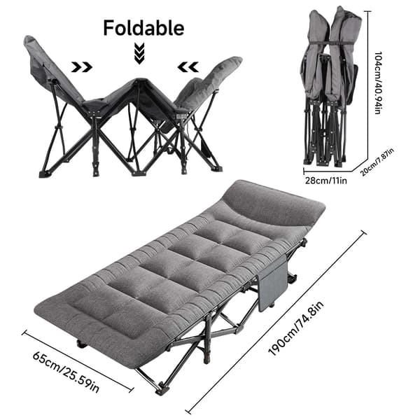 Camping säng, Fällbar design, Mjuk dämpning,Grå