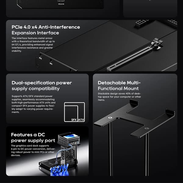 eGPU-docka, USB Type-C-anslutning, högpresterande,AOOSTAR EG01