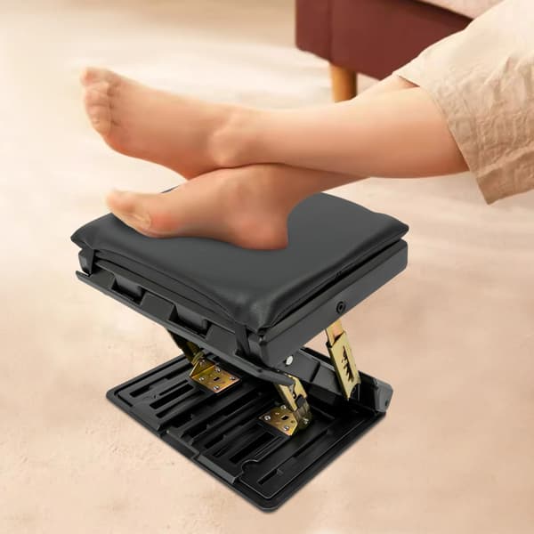 Fodstøtte, Ergonomisk Design, Justerbare Højdeindstillinger,sort