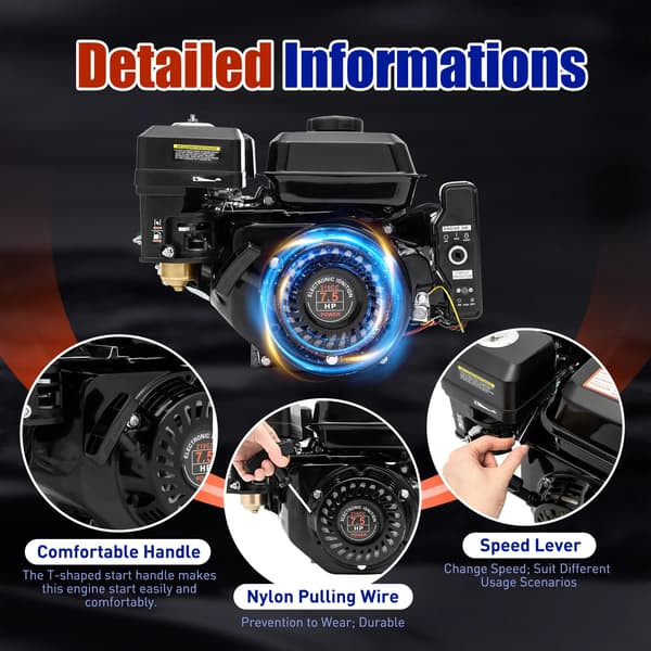 Benzinmotor, 7,5HK, Luftkølet,7.5hk