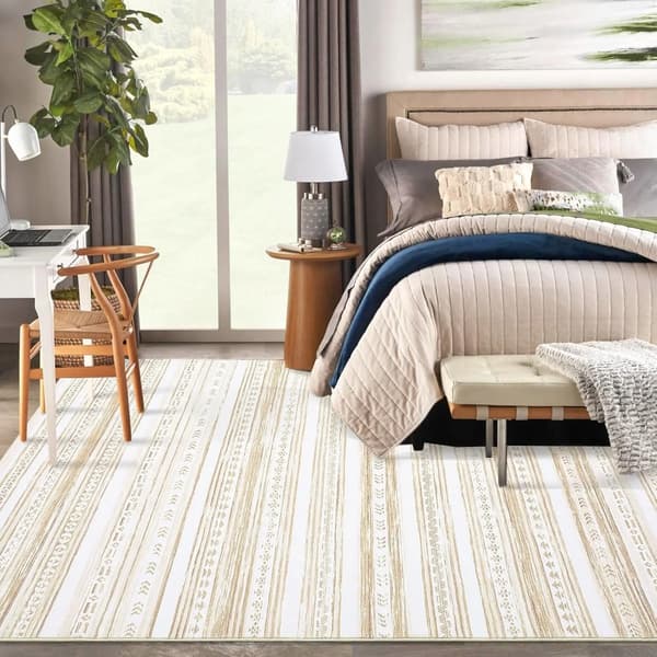 Område tæppe, vaskbart, blødt marokkansk design,Beige-a, 140x200cm