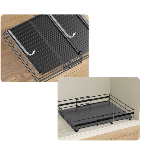 Utrækkelig Skab Organizer, Stille Glidesystem, Værktøjsfri Installation,2PCS