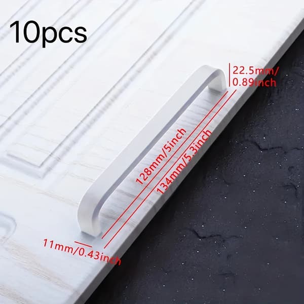 Skåpluckor, Aluminium Material, Modern Design,10Pcs Silverfärgad 128mm
