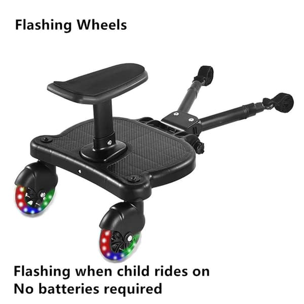 Baby Ride Board, 2-i-1 Konfiguration, 360° Drejehjul,Sort