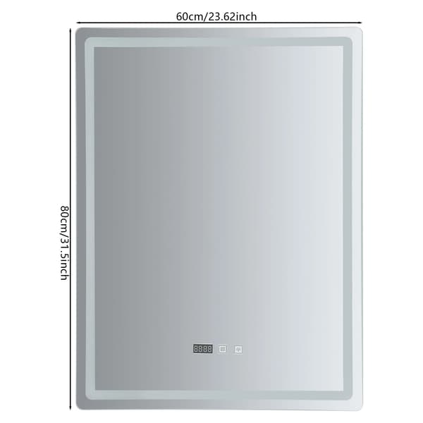 LED Badrumsspegel, 24W Effekt, 60 x 80 cm, Rektangulär Form, Dimfri Funktion, Dimmbar
