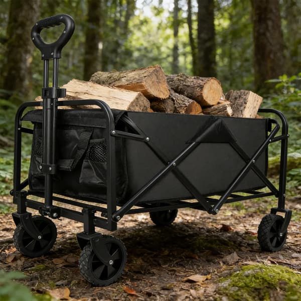 Foldbar Strandvogn, Heavy Duty, Sammenklappelig Nyttig Vogn,sort