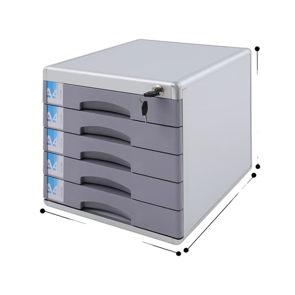 Skuffeorganisator, 5-lags design, låsbare skuffer,Sølv