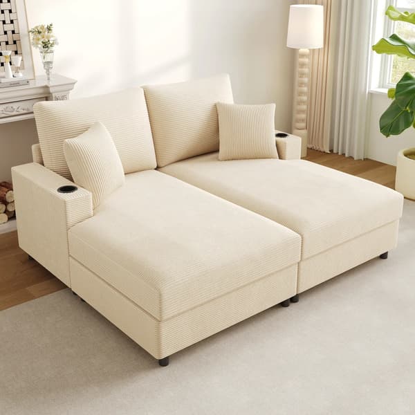 Sofa Seng, Polstret Lænefunktion, USB Port,beige