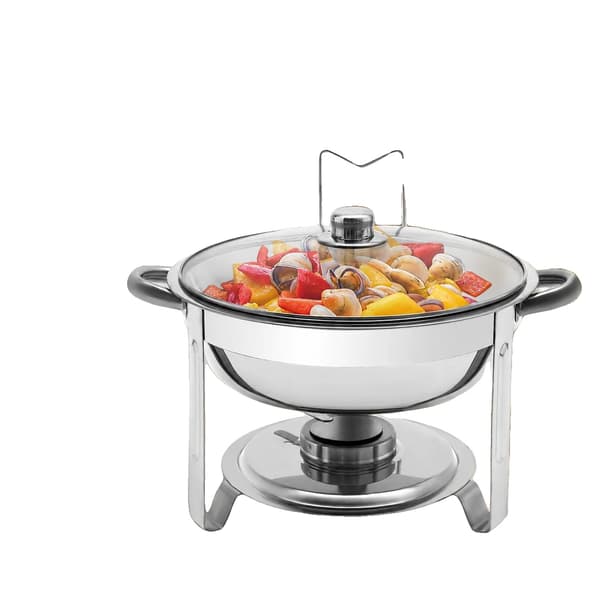 Chafing Dish, 5L kapacitet, rund form, rustfrit stål, højde 22,5 cm, diameter 34 cm