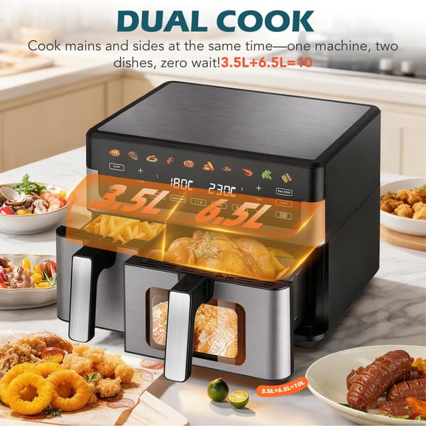 Luftfritös, Dubbelzon, 2800W Effekt,220V-240V EU-kontakt