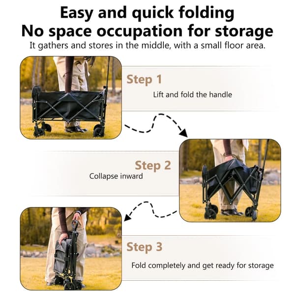 Campingvagn, Robust Ram, 360° Svängbara Hjul,svart