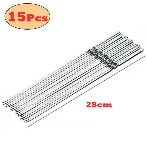 Grillspyd, Genanvendelige i Rustfrit Stål, Letvægtsdesign,28cm15pcs