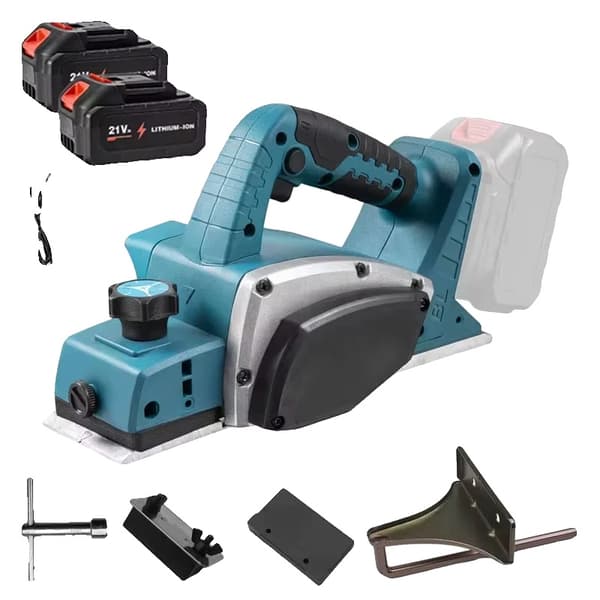 Planer, Trådløs Drift, Justerbar Tappe Dybde,Med 2XBattery