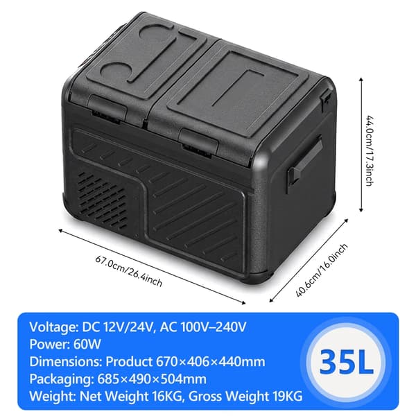 Bærbar Mini Køleskab, Effektiv Koldluft, Kompakt Design,35L