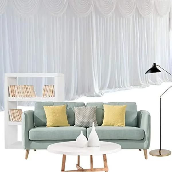 Bröllopsbakgrundsgardin, Elegant Design, Mångsidig Användning,VIT