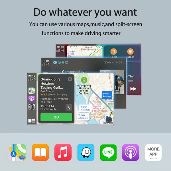Langaton Carplay-sovitin, Multimedia-tuki, Kameraintegraatio,SMEG